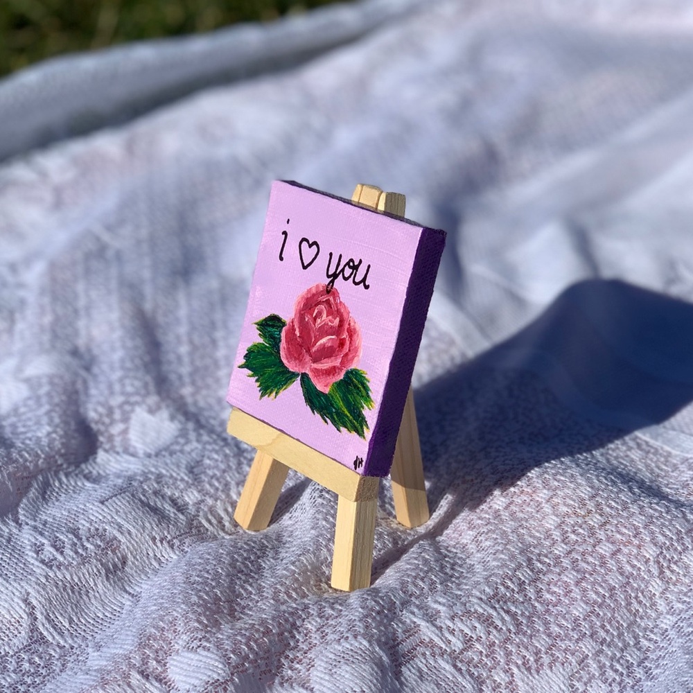 Mini Pink Rose Canvas Art